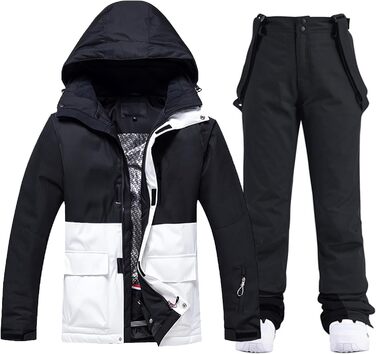 Жіночий гірськолижний костюм HOTIAN 2 частини: куртка та штани. Водонепроникний, вітронепроникний, теплий. Ідеально для катання на лижах та сноуборді. Розмір L, колір чорний (BK+BK)