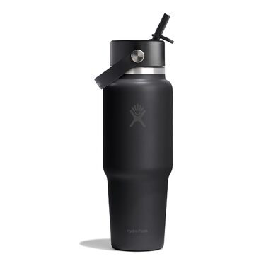 Термос-пляшка Hydro Flask Wide Flex Straw Travel Bottle 32 oz (946 мл) зі сталевою стінкою, чорна — герметична, для холодних напоїв до 24 год