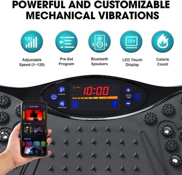 Вібраційна платформа для тренувань, покращена модель 2025 року, для лімфодренажу, 120 швидкостей, вантажопідйомність 204 кг, для чоловіків та жінок