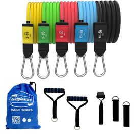Bodylastics Basic Resistance Bands Set (5 гумок, ручки, ремені, анкер) - Еспандери для фітнесу 1.4-86.2 кг