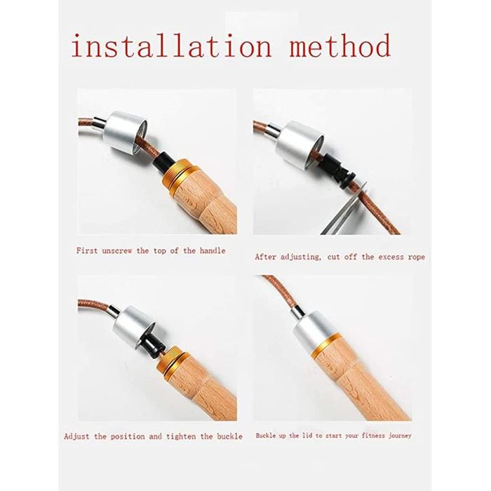 Стрибкове канат зі шкіри з дерев'яною ручкою, 2.4 м, аксесуар для фітнесу