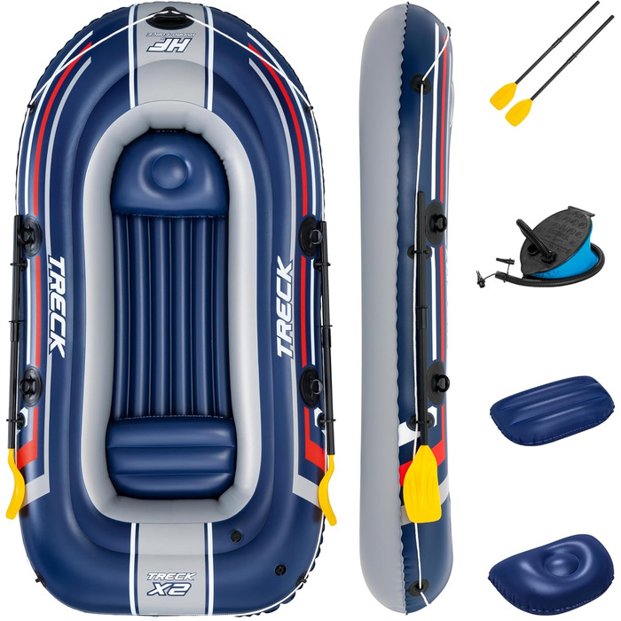 Надувний човен Bestway Hydro-Force Treck X2 255x127x36 см з веслами, комплект для відпочинку на воді