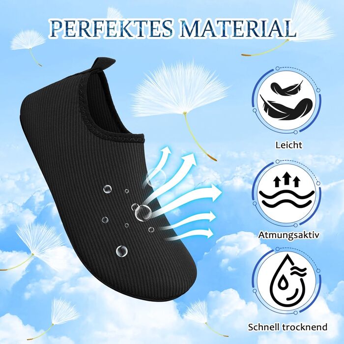 Чоботи для плавання жіночі та чоловічі, аквашузи, шкарпетки для плавання, пляжні чоботи, легкі серфові чоботи, швидковисихаючі, неслизькі, для водного спорту, чорні смужки, 36/37 EU