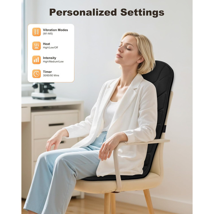 Масажний накид Snailax з 10 вібраційними моторами та підігрівом для спини та шиї. Зручний для дому, офісу та в подорожах. Чорний колір.