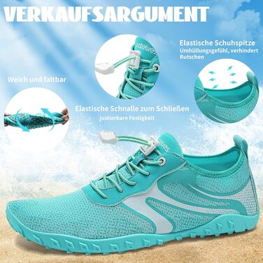 Водні черевики для плавання та відпочинку на пляжі WateLves - чоловічі та жіночі, швидко сохнуть, розмір 36-48 EU, зелені