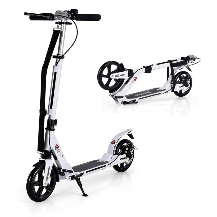 GOPLUS Roller Kinder 8 років: міський тредролер для дітей, підлітків та дорослих (до 100 кг), регульована висота, складний, з гальмом та ременем (білий)