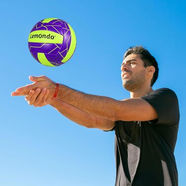 Волейбольний м'яч Lemondo Soft PU розмір 5 з помпою – вологостійкий, для пляжу, тренувань, залу та вулиці – комфортне зчеплення (з помпою)