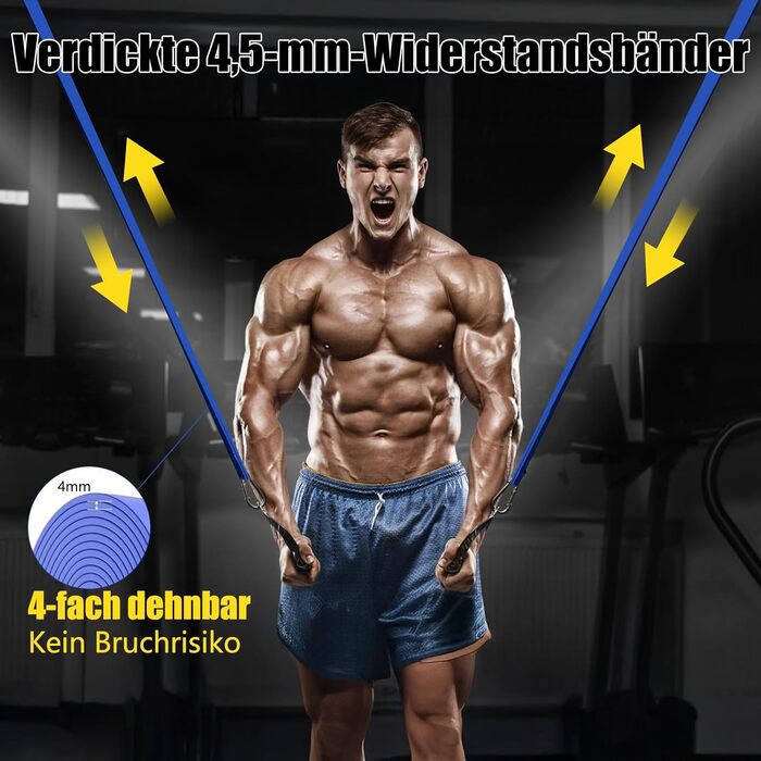 Гумові фітнес-гуми Gummi Flexbänder (6 шт.) для силових тренувань, йоги, фізіотерапії та розтяжки різної довжини та кольору