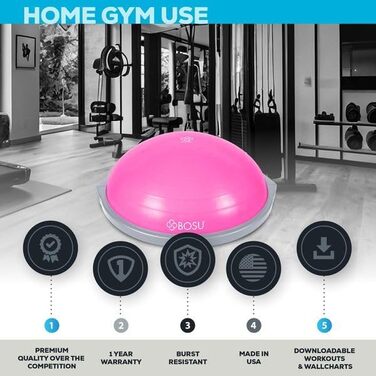 Bosu Balance Trainer - Оригінальний балансувальний тренажер, діаметр 66 см, рожевий/сірий