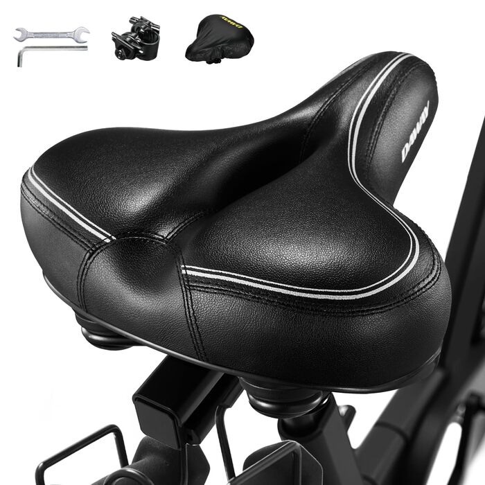 DAWAY C30 Комфортне велике сідло для велосипеда - сумісне з походами, тренуваннями, гірськими та шосейними велосипедами. Заміна великого велосипедного сідла з подушкою Memory Foam для чоловіків та жінок (еластомерні пружини)