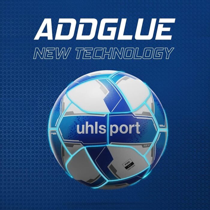 Футбольний м'яч Uhlsport Attack ADDGLUE, тренувальний та ігровий, розмір 5, біло-синій, для юнаків і дорослих, FIFA Basic