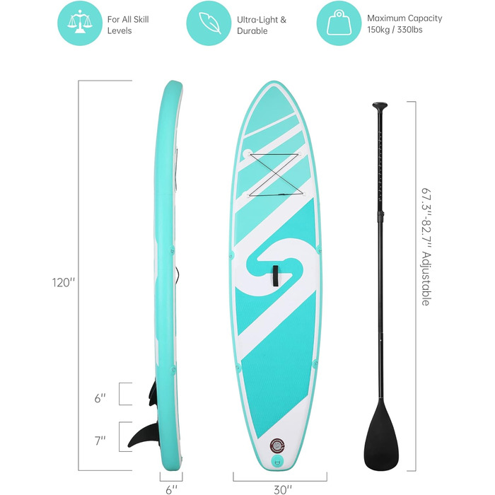 Надувний SUP Борд (Stand Up Paddle Board) з преміум аксесуарами 305x76x15см для юнаків та дорослих. Підходить для озер, річок та океану