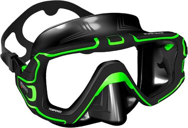 Дайвінгова маска Mares Pure Edge унісекс, чорна/зелена, універсальний розмір