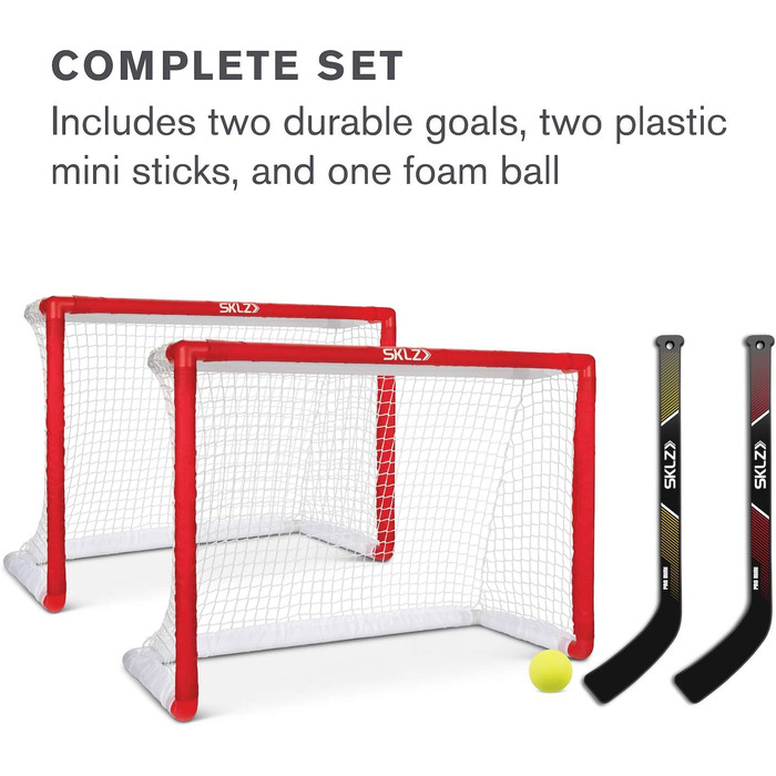 SKLZ Pro Mini Хоккейний Набір: 2 ворота, 2 ключки, 1 м'яч, червоний, компактний розмір