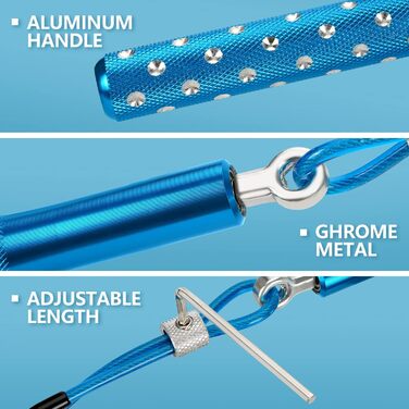 Стрибкове канат Springseil Wastou: регульований, для фітнесу, дорослих, чоловіків, жінок, дітей (блакитний)