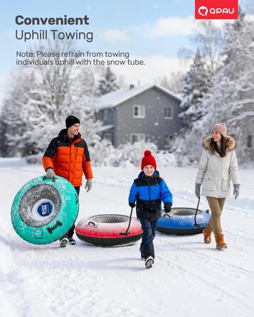 Шнек для катання снігом QPAU з канвасом для дітей та дорослих, 48'' Heavy Duty, посилена підошва, зимова розвага на свіжому повітрі, чорний & червоний