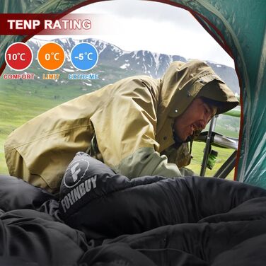 Спальний мішок Baumwolle для двох дорослих, зимовий, водонепроникний, теплий, розмір Queen, для кемпінгу та подорожей на автодомі, чорно-червоний