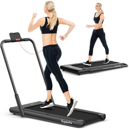 Бігова доріжка COSTWAY 2 в 1, складана, 2,25 к.с., Walking Pad під стіл, з APP, Bluetooth та пультом ДУ, 1-12 км/год, для дому, чорна