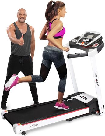 Електрична бігова доріжка Miweba Sports HT1000, 3,5 к.с., 16 км/год, 6% нахил, 120 кг, складана, велика бігова поверхня, 16 програм, для дому, біла