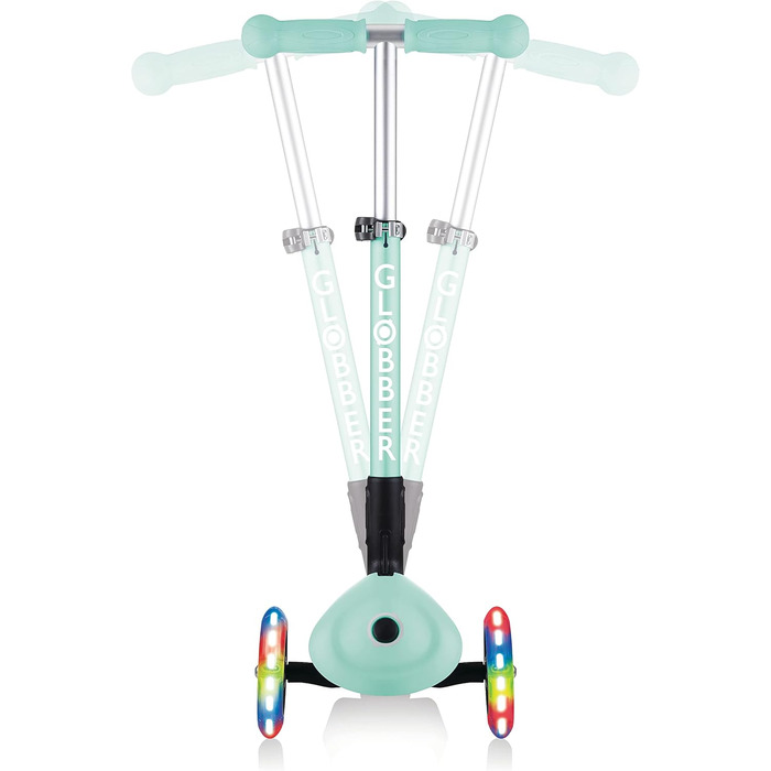 Самокат трьохколісний GLOBBER Junior Fantasy Lights складний, колеса 120/80 мм, ABEC 5, LED-підсвітка, м'ятний колір