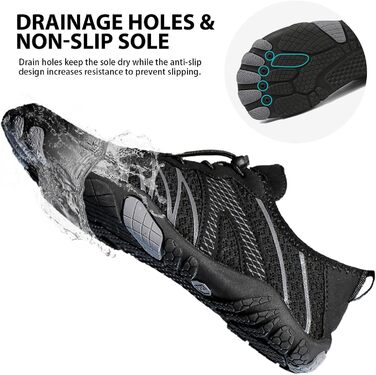 Чоботи для плавання та серфінгу Barfußschuhe: чоловічі та жіночі, швидко сохнуть, антиковзкі, розмір 36-47, чорний