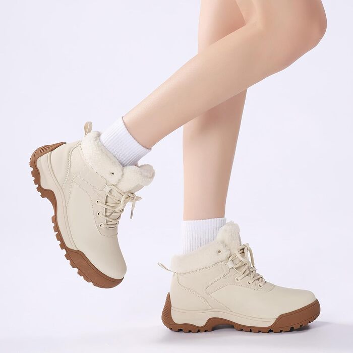 Зимові черевики жіночі, снігоступи, утеплені хутром, антиковзання, для холодної погоди, 39 EU, бежеві