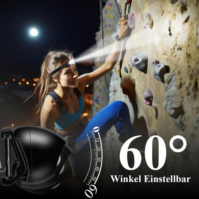 LED налобний ліхтар NREDXOON з акумулятором, USB-C, 5 режимів освітлення (включно з червоним), IPX4, водонепроникний, надзвичайно яскравий для кемпінгу, бігу, DIY та надзвичайних ситуацій (2 шт.) Чорний