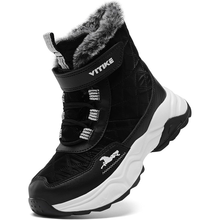 Дитячі зимові черевики JMFCHI для хлопчиків та дівчаток: трекінгові, туристичні, з теплим хутром, чорні, 37 EU