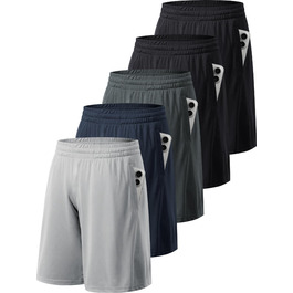 Чоловічі спортивні шорти 3/5er Pack: швидка сушка, дихаючі, для тренувань, бігу, баскетболу, фітнесу (чорний, темно-сірий, темно-синій, світло-сірий)