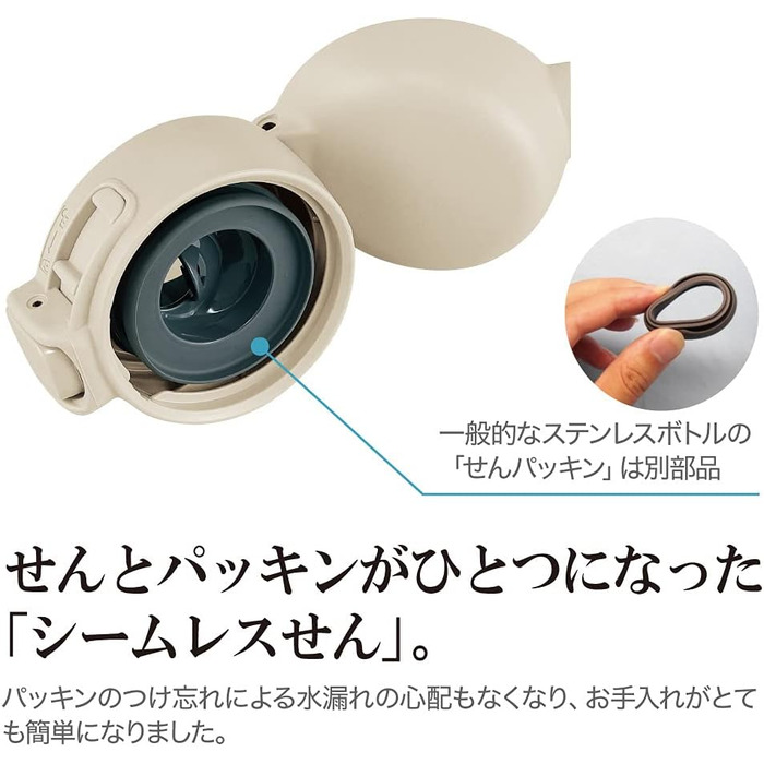 Термос-бутилка Zojirushi SM-WP24-CM, 0,24 л, нержавіюча сталь, бежевий, на кнопці, герметичний