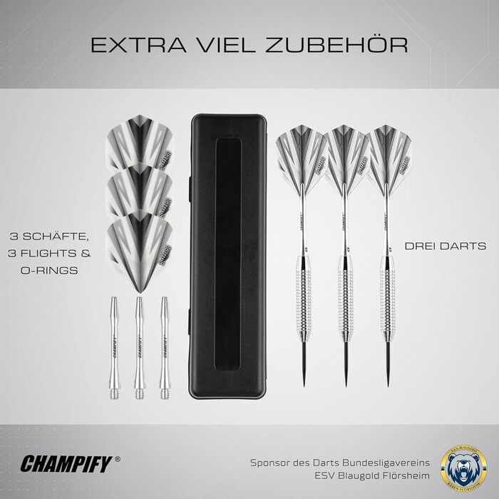 Набір дротиків сталеві 'Nighthawk' 23g - 3 дротики з аксесуарами (білі)