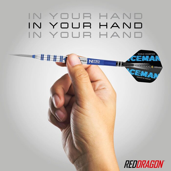 Дротики для дартсу RED DRAGON Gerwyn Price Iceman Originals, вольфрамові, 24 г, з крилами та стрижнями