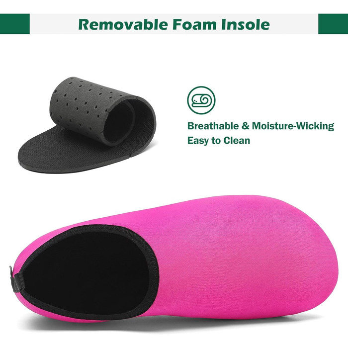 Шкарпетки для душу SAGUARO 7 отворів, швидко сохнуть, не слизькі, для чоловіків та жінок, розмір 36-47 (36/37 EU, Рожево-рожевий)