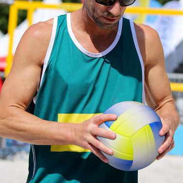 Волейбольний м'яч PECOGO розмір 5 з PU шкіри, м'який, для залу та вулиці, тренування та гра, для початківців, підлітків та дорослих