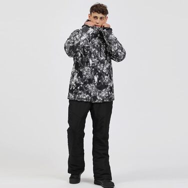 Чоловічий комплект гірськолижний: куртка та штани HOTIAN, комплект для сноуборду, чорний, XL, водонепроникний, вітронепроникний
