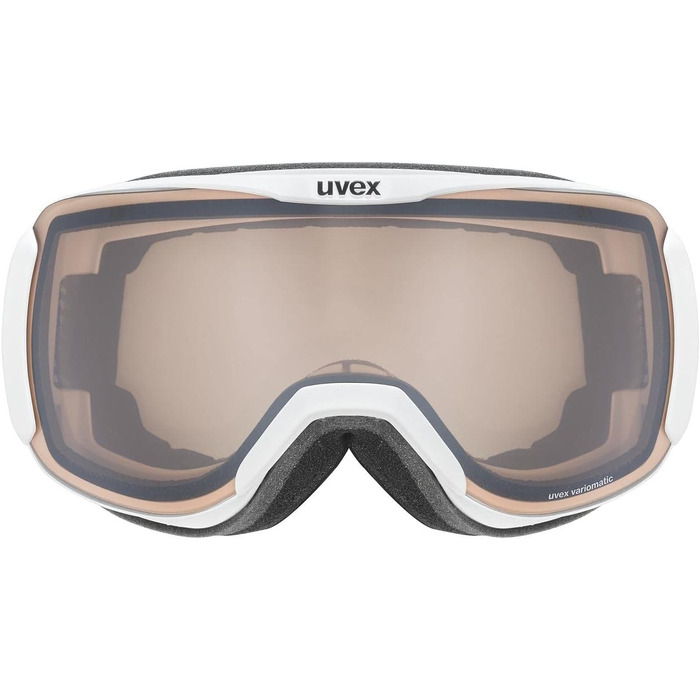 Гірськолижна маска uvex downhill 2100 V для жінок і чоловіків, фотохромна, антифог, універсальний розмір, біла матова/vario сріблясто-прозора