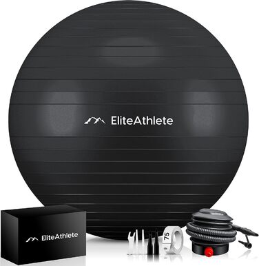 Ергономічний гімнастичний м'яч EliteAthlete з анти-вибуховою системою для офісу, фітнесу, пілатесу, йоги, вагітних, з насосом