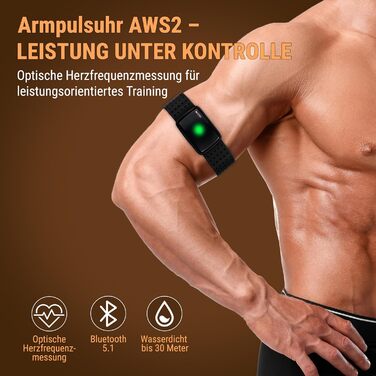 Фитнес-браслет AsVIVA AWS2 з пульсометром: Bluetooth, ANT+, LED-індикація зон пульсу, сумісний з тренажерами та додатками