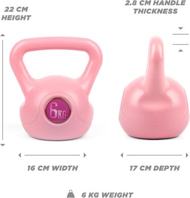 Вінілова гантеля-куля Phoenix Fitness, рожева, для дому та спортзалу, для силових тренувань, пілатесу, різна вага