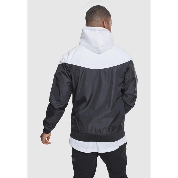 Чоловіча вітрівка Urban Classics Arrow Windrunner з капюшоном, демісезонна куртка з кольоровими блоками, 3XL, чорно-біла