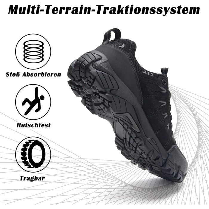 Черевики для хайкінгу SHULOOK чоловічі водонепроникні легкі трекінгові черевики з підтримкою щиколотки, неслизькі спортивні кросівки для кемпінгу та хайкінгу (47 EU, Чорний)