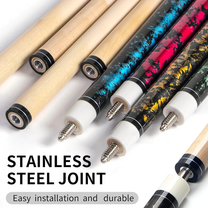 Набір для більярду Horse Billardqueue: 4 більярдні кийки з канадського акації, 58 дюймів, вага 18-21 oz, 2 крейди, для дорослих