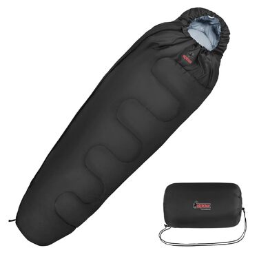 Спальний мішок ALPIDEX Mumienschlafsack 4 сезони -17°C 225x80 см, ультралегкий, для кемпінгу, трекінгу, туризму, чорний