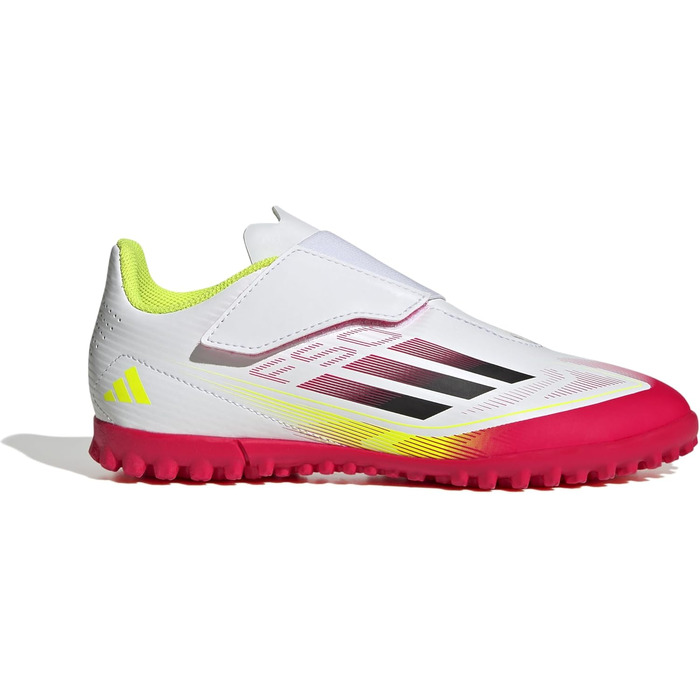 Дитячі футбольні бутси adidas F50 Club Hook and Loop для штучного поля, 32 EU, білий/чорний/жовтий