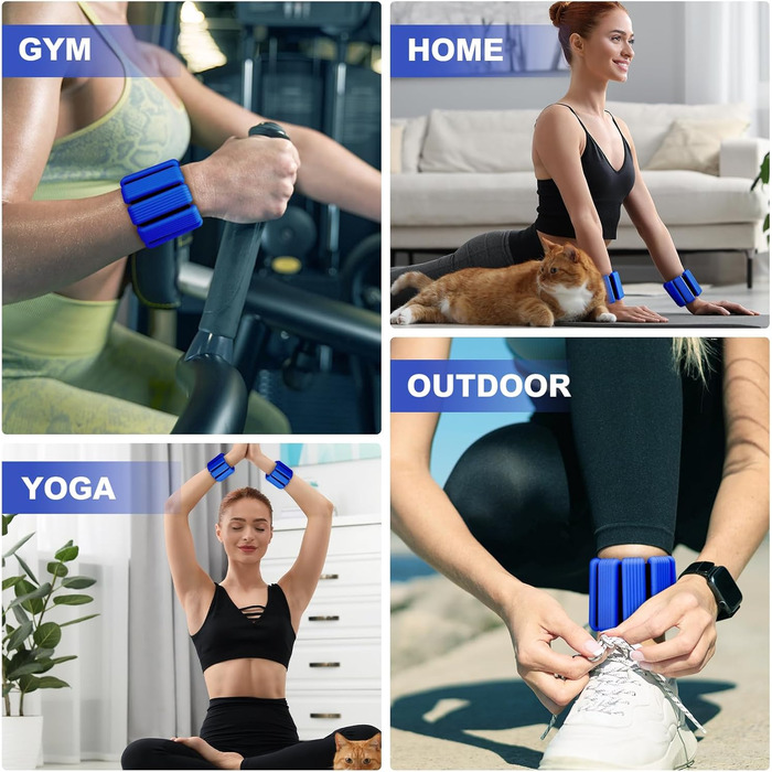 Набір вантажів для ніг та рук (2 шт., по 0,5 кг) - вантажні манжети для фітнесу, йоги, пілатесу, аеробіки, ходьби, плавання (блакитний)