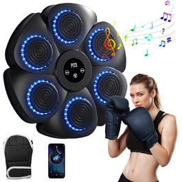 Розумна музична боксерська машина з Bluetooth, 9 режимів і 18 швидкостей, настінна, з боксерськими рукавичками для дому