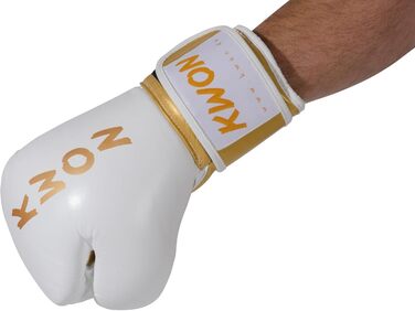 Боксерські рукавички KWON KO Champ 10oz золоті/білі, шкіра, для кікбоксингу