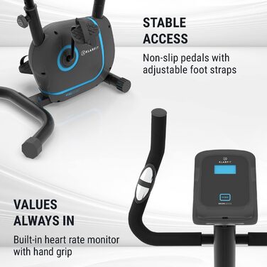 Велотренажер KLAR FIT Myon Cycle з маховиком 12 кг, ремінний привід SilentBelt, 8 рівнів навантаження, вимірювач пульсу, регульована висота сидіння, підставка для планшета, білий (чорний)