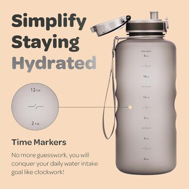 Гідраційна пляшка для води з фруктовим відсіком Hydracy 2л, BPA Free, з часовою міткою, герметична спортивна пляшка без конденсату для спорту та активного відпочинку
