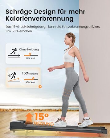 Біговий доріжка для дому з нахилом, 1-6 км/год, Walking Pad з регулюванням нахилу, 2.5 PS, стіл для бігу, тиха з LED-дисплеєм та пультом керування, чорний